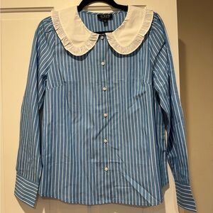 J. Crew women’s Blue and White Striped Button Down Shirt